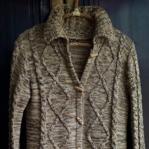 Y2K Knit Fitted Cardigans/Sweater Jacket Wood Buttons XS - Picture 2 of 8